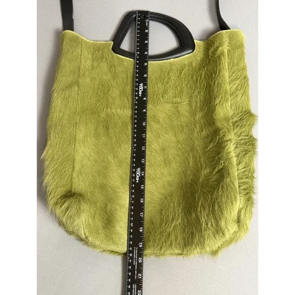 Dries Van Noten Haircalf Tote Chartreuse Green Leather Handle Rare Made Italy - Picture 15 of 17